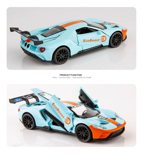 Ford Gt Supercars Miniatura Metal Con Luces Y Sonido 1:32