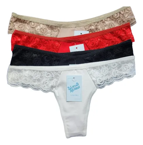 comprar Pack X 6 Bombachas Colaless C\u002F Encaje Algodón Y Lycra Mujer