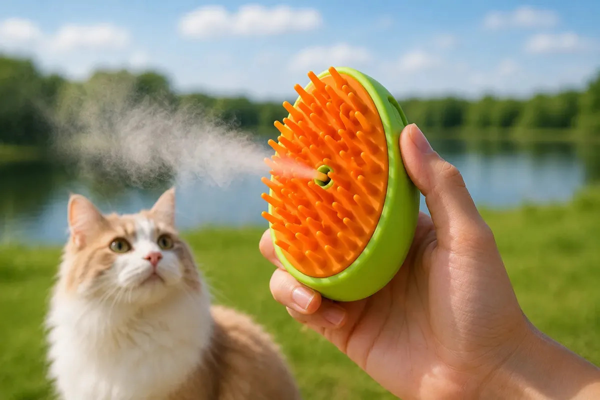 Escova Vaporizadora 3 em 1 Palm Pet Elétrica Pente Gatos Cães