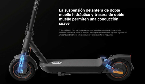 Scooter Eléctrico Xiaomi 5 Max 60km 1000w Doble Amortiguador Negro