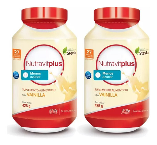 Pack Nutravitplus Sabor Vainilla Endulzado Con Stevia 425g