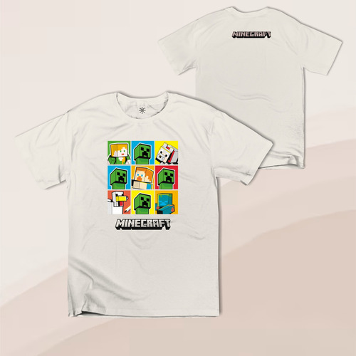 Playera Minecraft Cuadricula Steve Alex Creeper Infantil