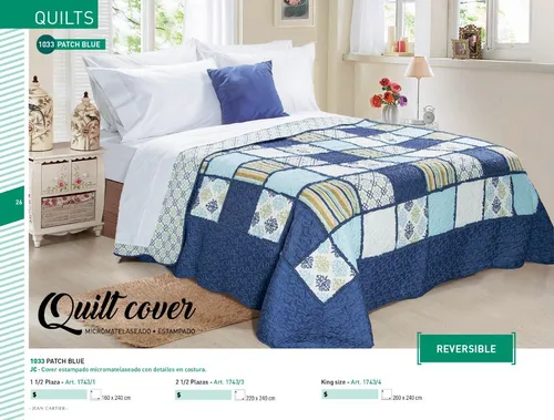 Cover 1 1/2 De Verano Estampado Jean Cartier Azul Cubrecama