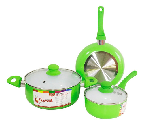 Set Cocina Con Cerámica Antiadherente 5 Pzs Carol - Cacerola