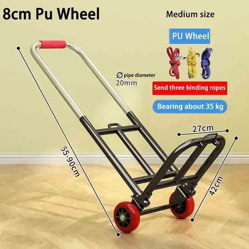 Carrito De Mano Plegable Portátil Con Asa Ajustable