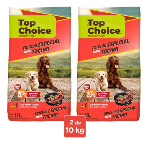 Alimento Top Choice Top choice  seco para perro Top Choice Tocino 20kg para perro todas las edades de raza  mediana y grande sabor bacon en bolsa de 10kg