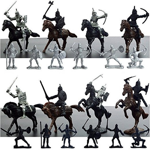 Las Figuras 28 Piezas Knight & Horses Soldado Juguetes Army 