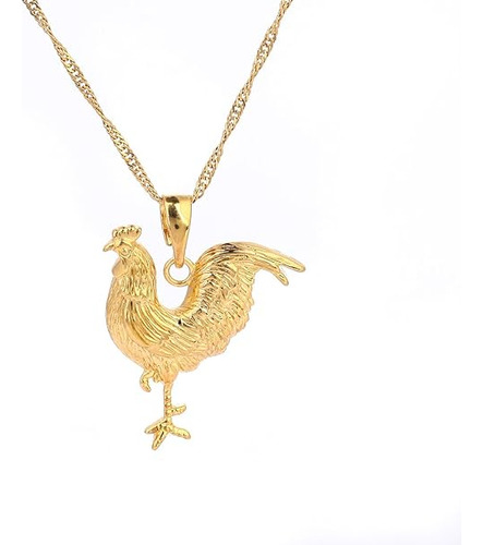 Las Mujeres Joyas 24 Gold Plated Gallo Pollo Colgante Collar