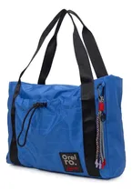 Comprar Cartera Tote Oreiro Love Azul Nylon Con Organizadores Ore 22378b.3 Azul Lisa Níquel Negro
