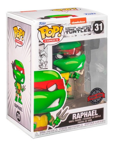 Figura De Acción Tortugas Ninjas Mutantes Adolescentes: Raphael Con Su Arma Sais Edicion Especial Version Comics Del Fabricante Funko Pop 60649 Coleccion Nickelodeon