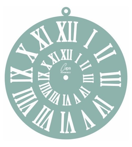 Stencil Reloj Numeros Romanos Decorativo 50x50cm Cupa Home