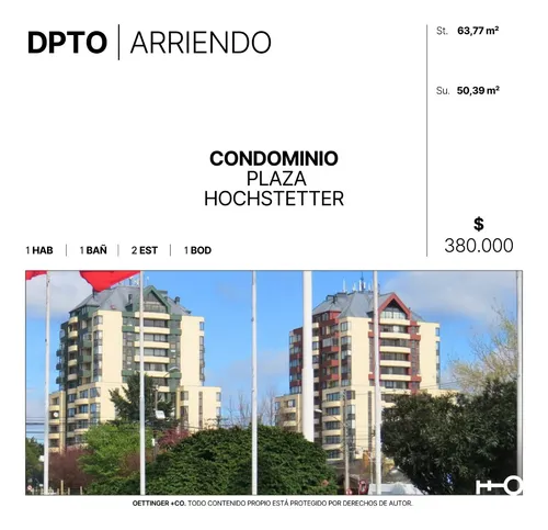 Se Arrienda Departamento Condominio Plaza Hochstetter.
