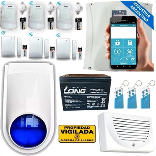 Kit Alarma Gsm Casa 3 Sensor Pir Apertura Control Sirena Pro