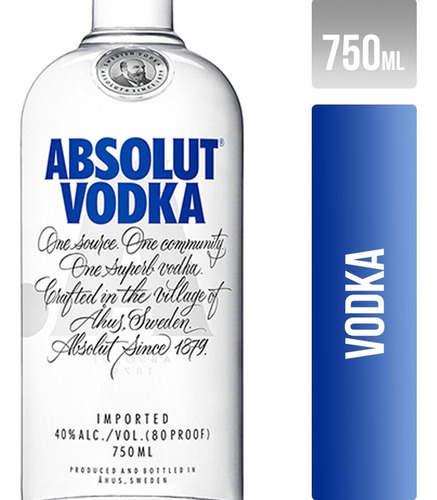 Absolut Original Vodka De Suecia Botella De 750 Ml