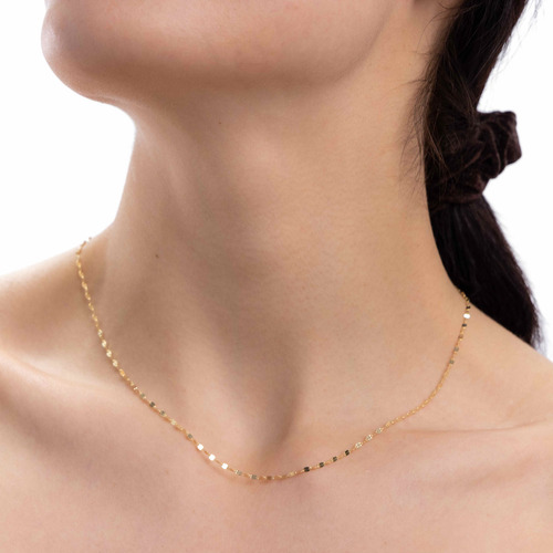 Cadena De Oro Italiano 14k, Estilo Grano De Café, 40 Cm Color Amarillo
