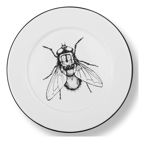 Plato En Peltre Con Diseño De Mosca De Esmalte Morillas