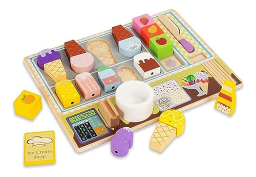 Woodenfun Juego De Helados De Simulación Para