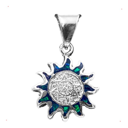 Dije Sol Calendario Azteca Verde Opalo Plata 925 Con Envio