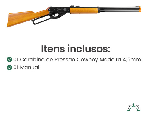 Carabina De Pressão Cowboy Lever Action Madeira Rossi 4,5mm