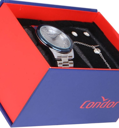 Relógio Condor Feminino Co2035kxt/k5d + Kit Brincos Original