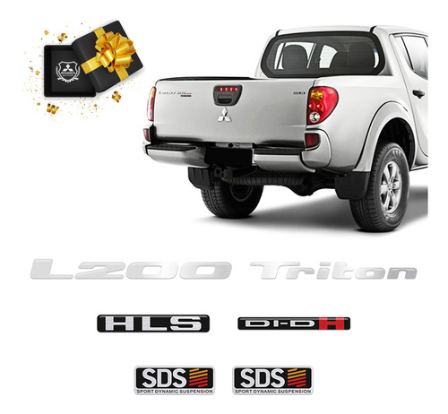 Kit Adesivos L200 Triton Hls 2013 Di-dh Sds Tampa Traseira