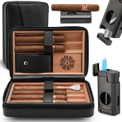 Estuche Para Puro Tisfa Humidor De Cigarros, Estuche De Cuer