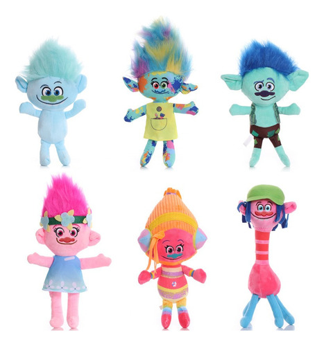 6pcs Dreamworks Trolls Peluche Muñeca Niños Cumpleaño Regalo