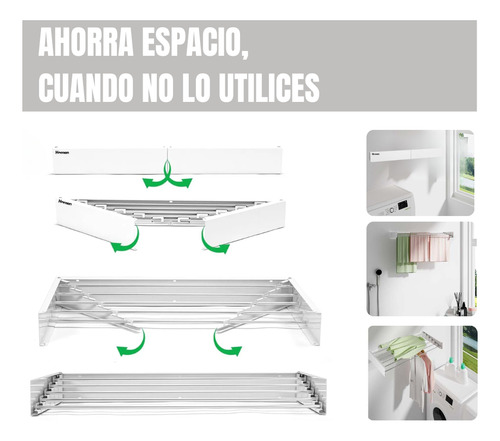 Tendedero Colgador De Ropa Retractil De Pared Que Se Esconde Blanco