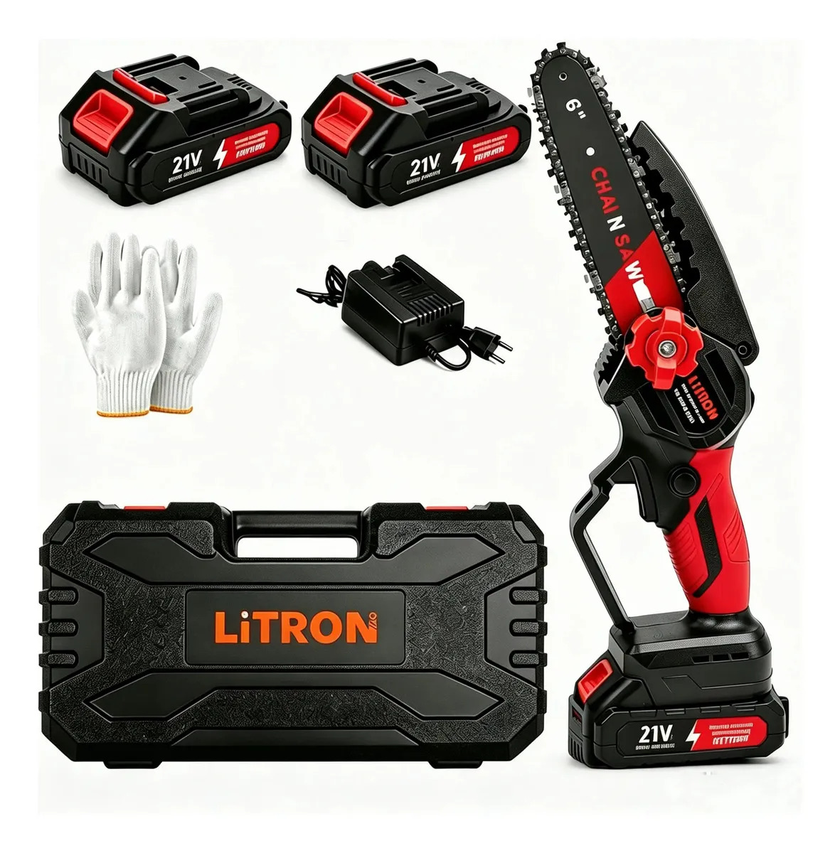 Mini Motosserra Elétrica Portátil 6 Polegadas 21v Duas Baterias Recarregável Serra De Poda Para Jardim E Árvores