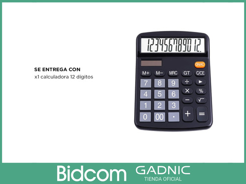 Imagen 7 de 9 de Calculadora Gadnic 12 Digitos Bateria Larga Duración