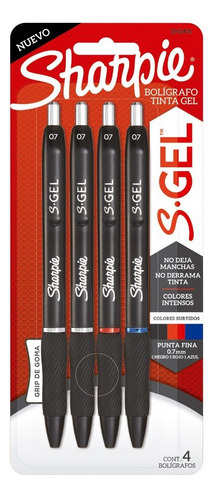 Bolígrafo Gel Esfero Sharpie - Unidad  Color de la tinta 2Negro/1Azul/1Rojo Color del exterior Negro