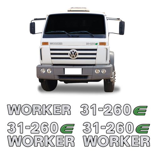 Kit Adesivo Emblema Resinado Caminhão Volks 31-260e Worker