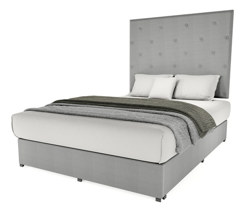 Cama clásica Cima Toscana individual color gris fabricada en lino