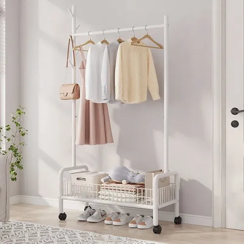 Rack Perchero Metalico Reforzado Movil Estante Closet Ropa