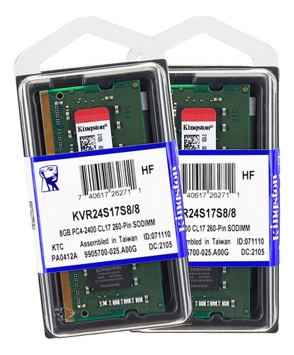 Kit Memoria Ram 16gb(2x8gb) Notebook Ddr4 2400mhz Kingston