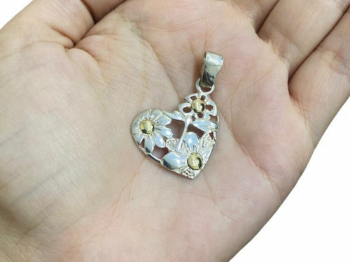 Dije Corazón Calado Plata Y Oro Mujer. Regalo. Belgrano