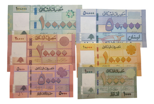 Libano 6 Billetes Coleccion Asia Libras Sin Circular Unc