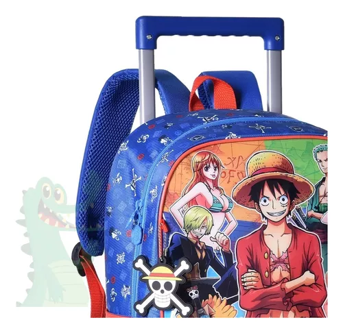 Kit mochila e estojo grande padrão escolar one piece rei dos piratas  personagem luffy desenho anime