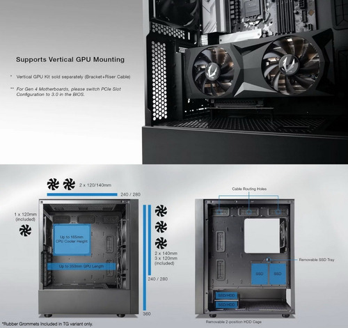 Imagen 8 de 10 de Gabinete Tecware Nexus Air Vidrio Mesh Frontal 4 Coolers !!