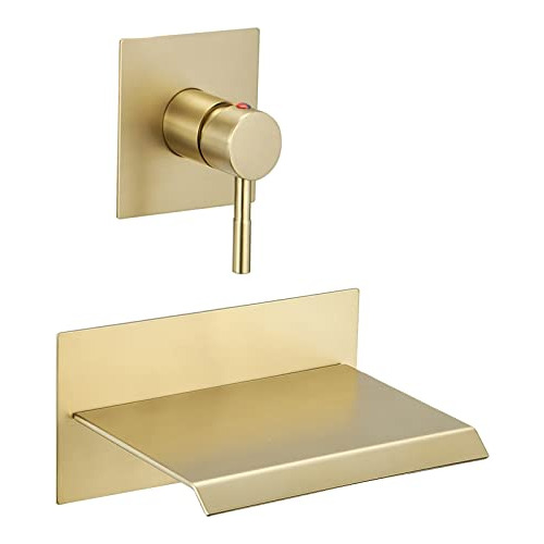 Griferia Cascada Monocomando De Pared Dorado Cepillado 1u
