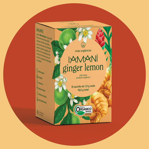 Kit Chá Misto Iamaní Ginger Lemon Orgânico Gengibre Limão 45