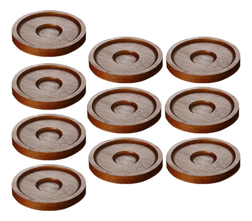 10 Pçs Pires Redondos Porta-copos De Madeira Marrom