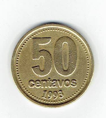 Moneda Argentina De 50 Centavos, 1993.   Jp