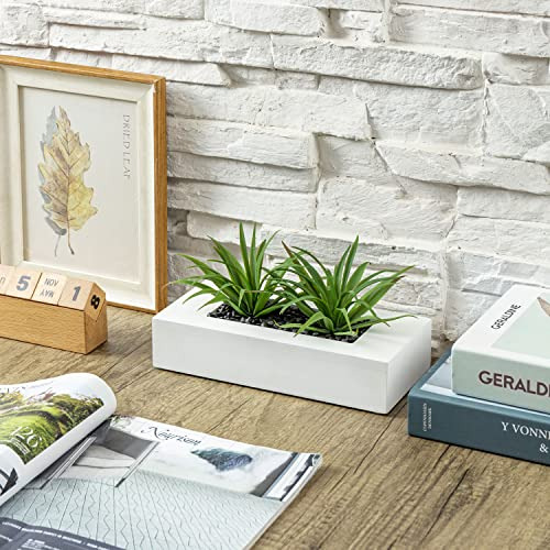 Plantas Césped Artificial 25 Cm En Maceta Madera Blanca