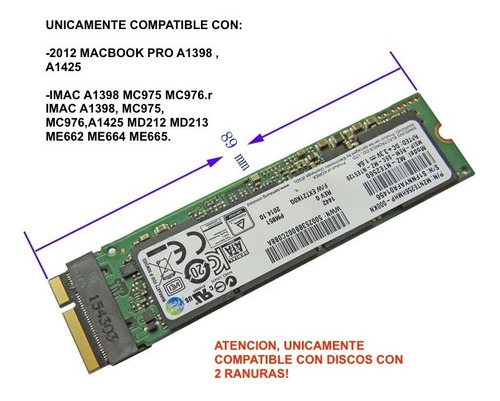 Adaptador Ssd Para Macbook Pro A1398 A1425 Año 2012