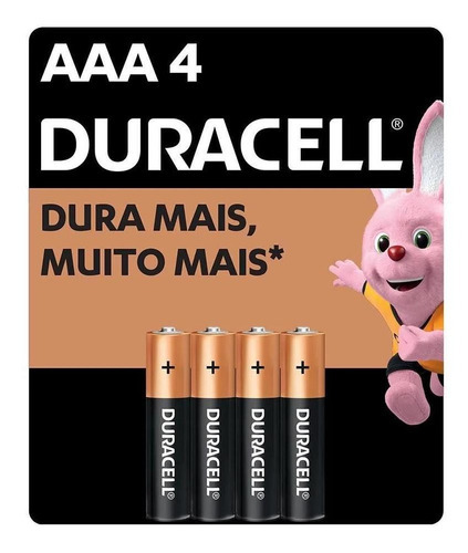 Pilha Palito Aaa Duracell Alcalina Cartela C/4 Pilhas