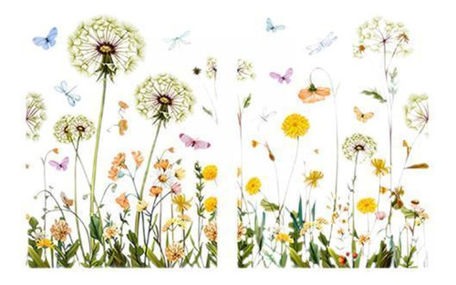 2 X 2x Garden Flowers Window Stickers Decorative Removable