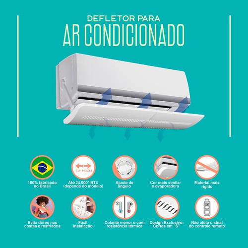 Imagem 5 de 10 de Defletor Ar Condicionado Split Tamanho Ajustável 56 A 108 Cm