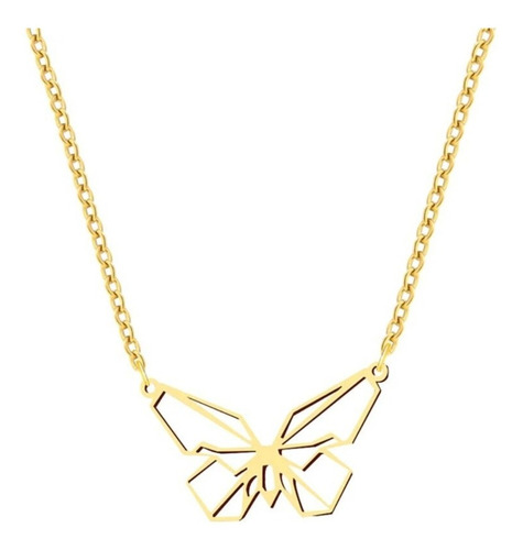 Collar Mujer Mariposa Origami Plata Enchapada Oro 18k