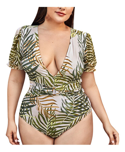 Fwefww P Bañador Mujer Talla Grande Tipo Split Tummy Co 6003